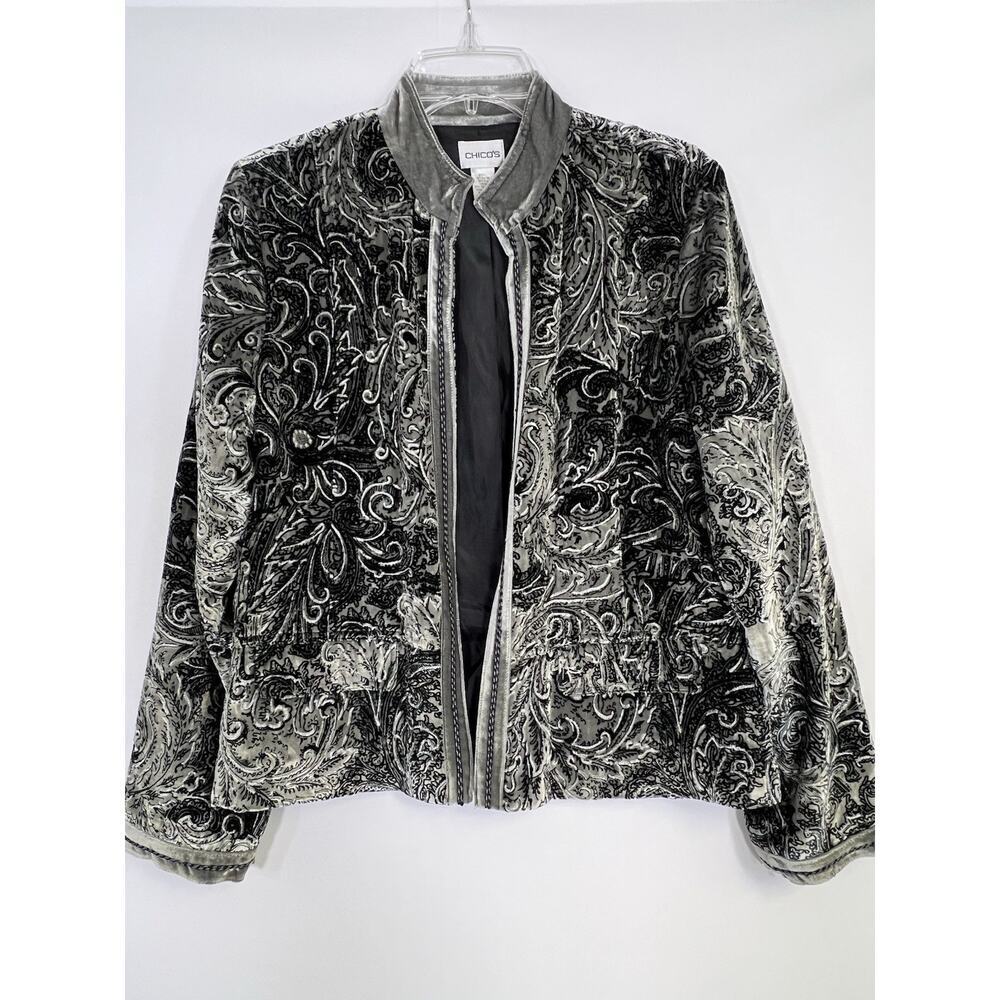 Vtg Chicos Velvet Burnout Silk Blend Kimono Topper Sz 1 Whimsigoth Chic Oriental